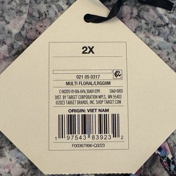 Ava & Viv Plus Size 2X Flowy Blouse Top NWT – Multicolor 3/4 Sleeve Boho Style - Picture 9 of 11